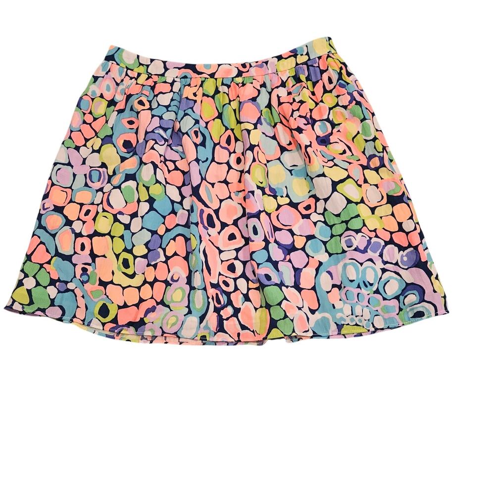 Lilly Pulitzer Womens Size 0 Multicolor Print Pleated A-Line Skirt Zip Back
